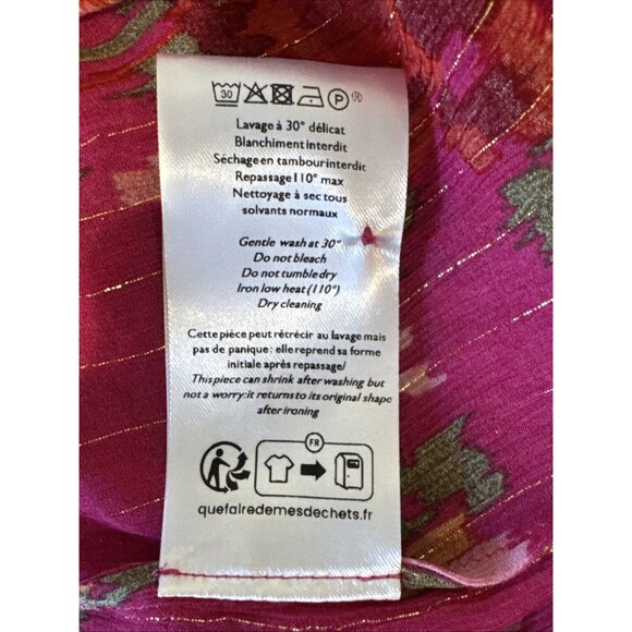 NWOT Sezane Jasmine Size 2 34 Blouse Helena Fuchsia Pink Floral Top New - Picture 10 of 12